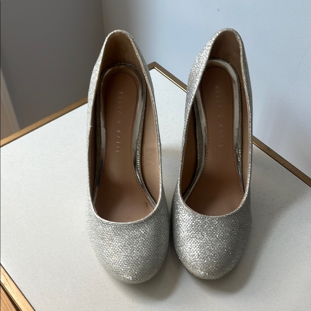 Kelly & Katie Glittering Silver Heels